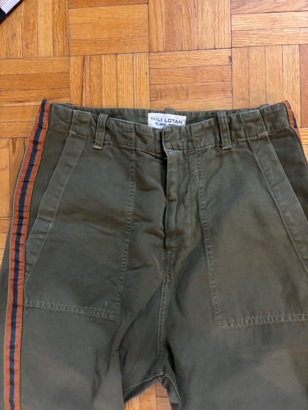 NILI LOTAN pants green with orange stipe down the side * accepting offers - Picture 4 of 4